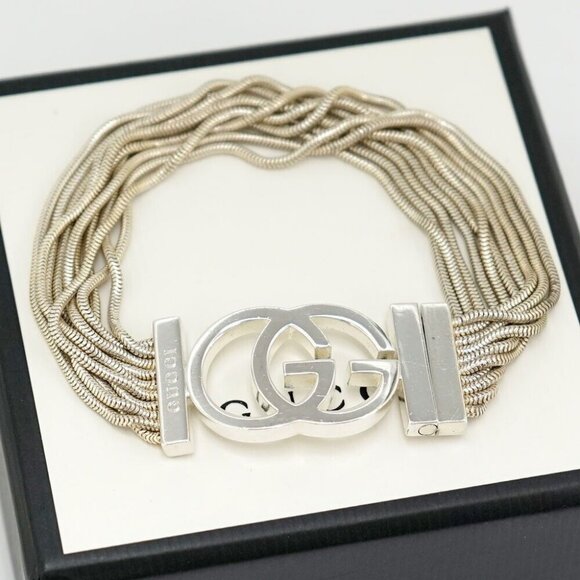 GUCCI Multi Strand G Logos Bracelet 7.5" Silver 925 Auth w/Box #783-32 - Picture 11 of 16